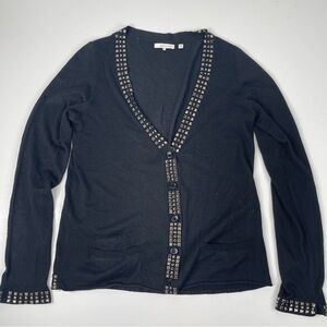 360 Cashmere Black Silk Cashmere Cardigan Medium